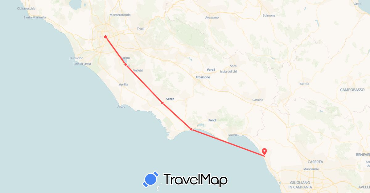 TravelMap itinerary: driving, hiking in Italy (Europe)
